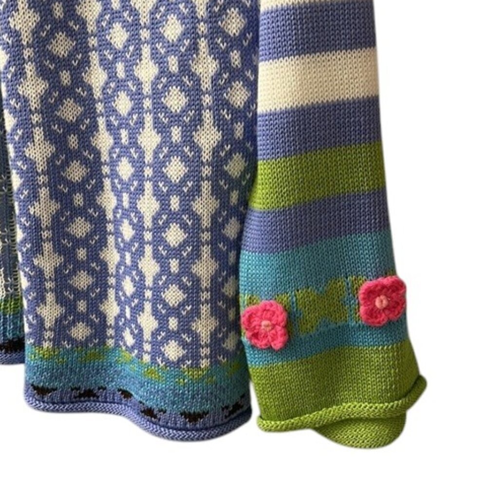 Misslook Light Blue Multi Pattern Button Down Kni… - image 5